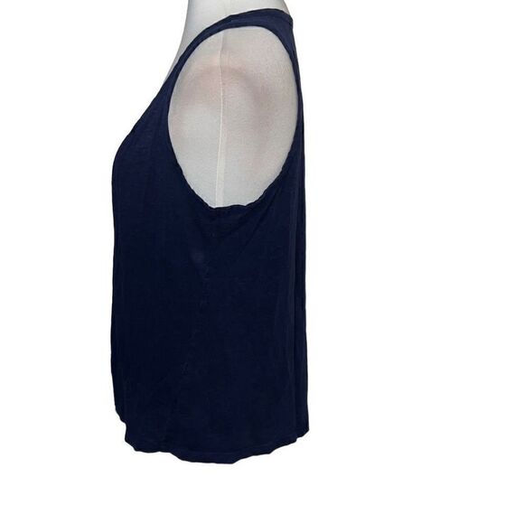 Lilly Pulitzer Hartley Tank Top Cotton Solid Navy Neutral Gold Buttons sz M - Picture 2 of 6